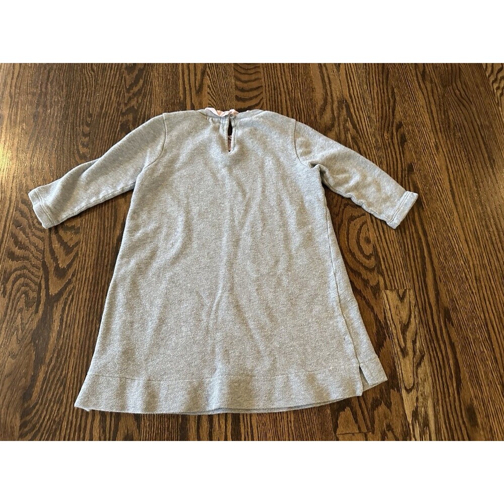 Crewcuts J Crew 100% Cotton Girls Gray Sweatshirt‎ Dress Size 6 Pink Ruffle - Picture 7 of 7